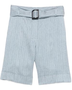 D.exterior Pinstripe Belted Shorts - Blue