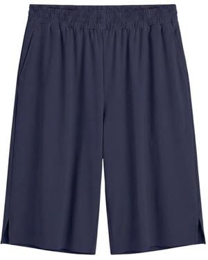 OFLAB 24002 Elasticated-Waistband Side-Slit Shorts - Blue