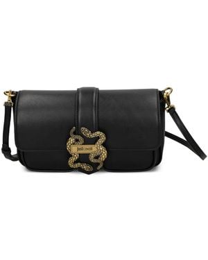 Just Cavalli Snake-Buckle Satchel - Black