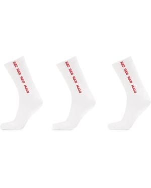 HUGO Pack de tres pares de calcetines con cinta - Blanco
