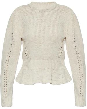 Ulla Johnson Peplum Trui Met Pofmouwen - Wit