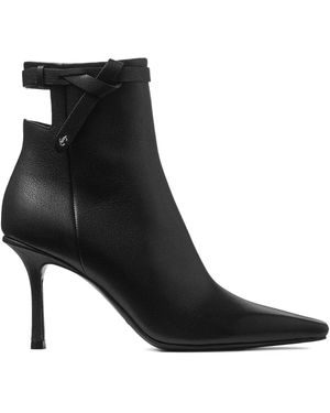 Jimmy Choo Camie Leren Enkellaarzen Met Geknoopt Bandje - Zwart