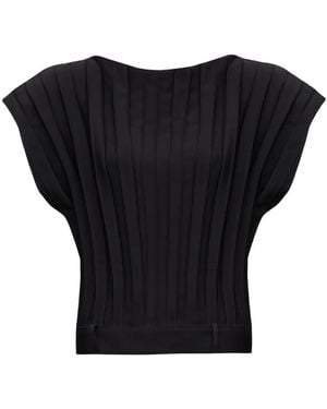MM6 by Maison Martin Margiela Pleated Short-Sleeved Top - Black
