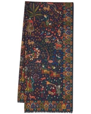Drake's Mughal Garden Print Scarf - Blue