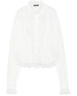 Ann Demeulemeester Ruffled Lace-Trim Shirt - White