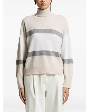 Peserico Gestreifter Rollkragenpullover - Weiß