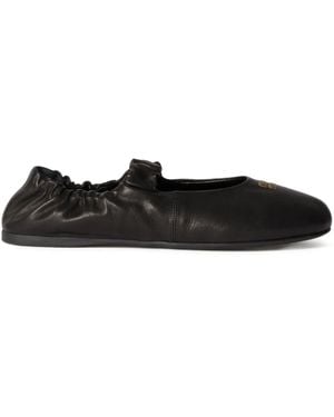 Miu Miu Elasticated-Detail Ballet Flats - Black