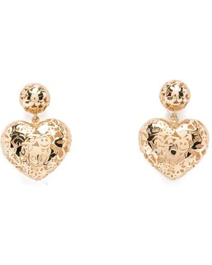 Sydney Evan Wallpaper Heart Bead Drop Earrings - Metallic