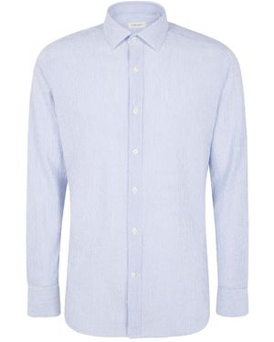 Tintoria Mattei 954 Pinstripe Button-Up Shirt - Blue