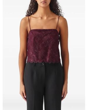 Nenette Flame Lace-Embroidered Camisole Top - Purple