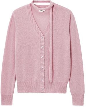 B+ AB Tie-Neck V-Neck Cardigan - Pink