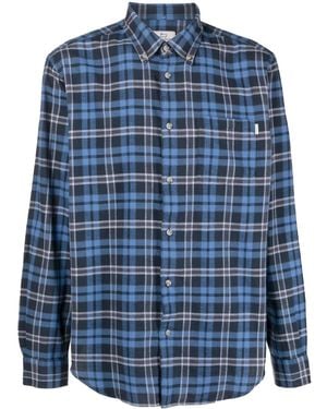 Woolrich Check-Pattern Button-Up Shirt - Blue