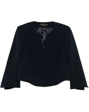 Marina Rinaldi Bow-Detail Cropped Jacket - Blue