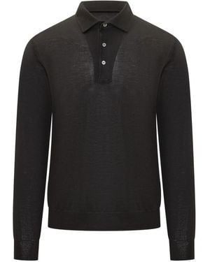 FILIPPO DE LAURENTIIS Long-Sleeve Polo Shirt - Black