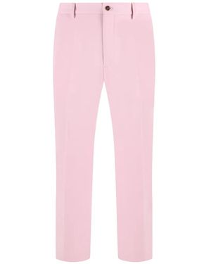 Prada Cotton Button Tailored Trousers - Pink