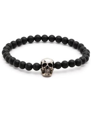 McQueen Bracciale Skull Con Perline - Bianco