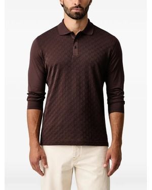 KARL LAGERFELD Monogram Long-Sleeves Polo Shirt - Black