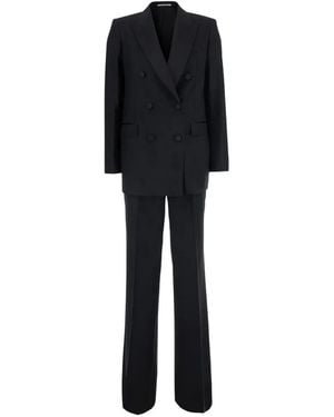 Tagliatore Double-Breasted Peaked-Lapel Suit - Black