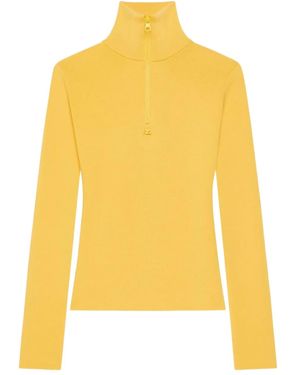 Courreges High-Neck Long-Sleeve T-Shirt - Yellow