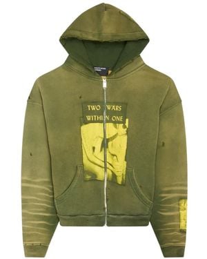 Enfants Riches Deprimes Two Wars Within One Zip-Up Hoodie - Green