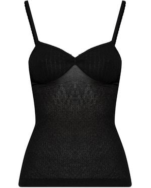 Victoria Beckham Ribbed Tank Top - Black