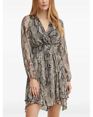 Morgan Vestido Corto Cruzado Con Estampado De Piel De Serpiente - Gris