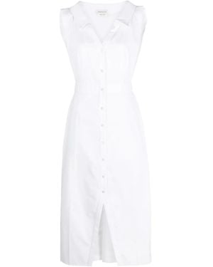 McQueen V-Neck Sleeveless Dress - White