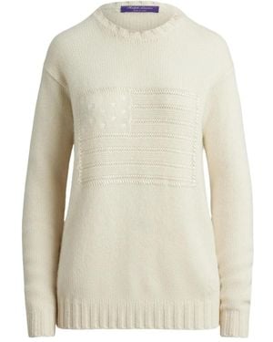 Ralph Lauren Flag-Motif Crew-Neck Sweater - Natural