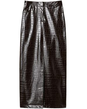 Twinset Crocodile-Embossed Maxi Skirt - Black