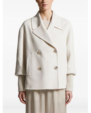 Peserico Double-breasted ribbed-cuff coat - Natur