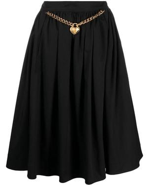 Moschino Heart-Charm Ruched Midi Skirt - Black