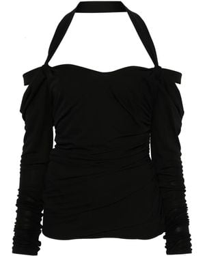 The Attico Vestido corto con cuello halter - Negro