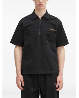Aries Logo-Embroidered Polo Shirt - Black