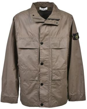 Stone Island Waxed-Effect Field Jacket - Brown