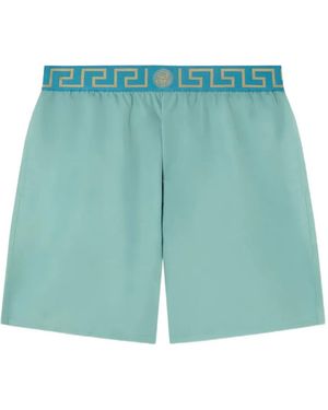 Versace Short De Bain À Détail Greca - Bleu