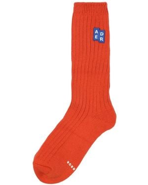 Adererror Ribbed Patch Socks - Orange