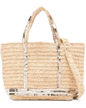 Vanessa Bruno Mini Sac Cabas À Sequins En Raphia - Natural
