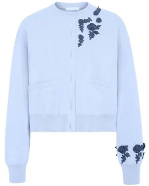 Rabanne Cardigan Mit Blumenstickerei - Blau