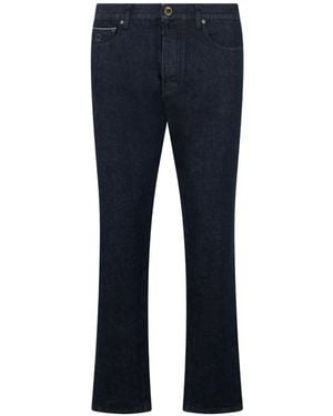 Moorer Logo-Patch Trousers - Blue