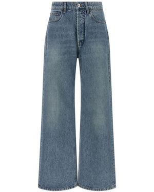 Miu Miu Logo-Embroidered Flared Jeans - Blue