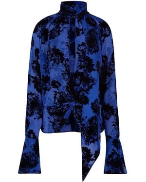 Nina Ricci フローラル ボウタイ ブラウス - ブルー