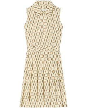 Tory Burch プリーツ ミニドレス - ナチュラル