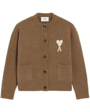 Ami Paris Ami De Coeur Cardigan - Brown