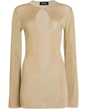 SER.O.YA Emerie Keyhole Metallic Fine-Knit Mini Dress - Natural