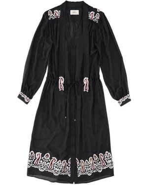 Fortela Robe Mi-Longue Alana Brodée - Black