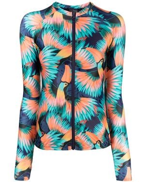 Duskii Tropical-Print Rash Guard - Blue