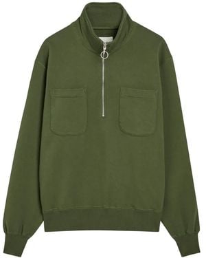 Drake's Felpa Con Mezza Zip - Verde