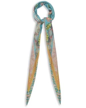 Pierre Louis Mascia Floral-Print Silk Scarf - Blue