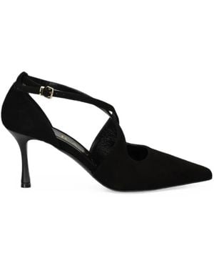 Albano Serene Crossover-Strap Pointed-Toe Pumps - Black