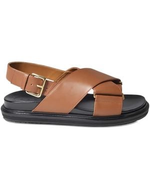Marni Crossover-Strap Sandals - Brown
